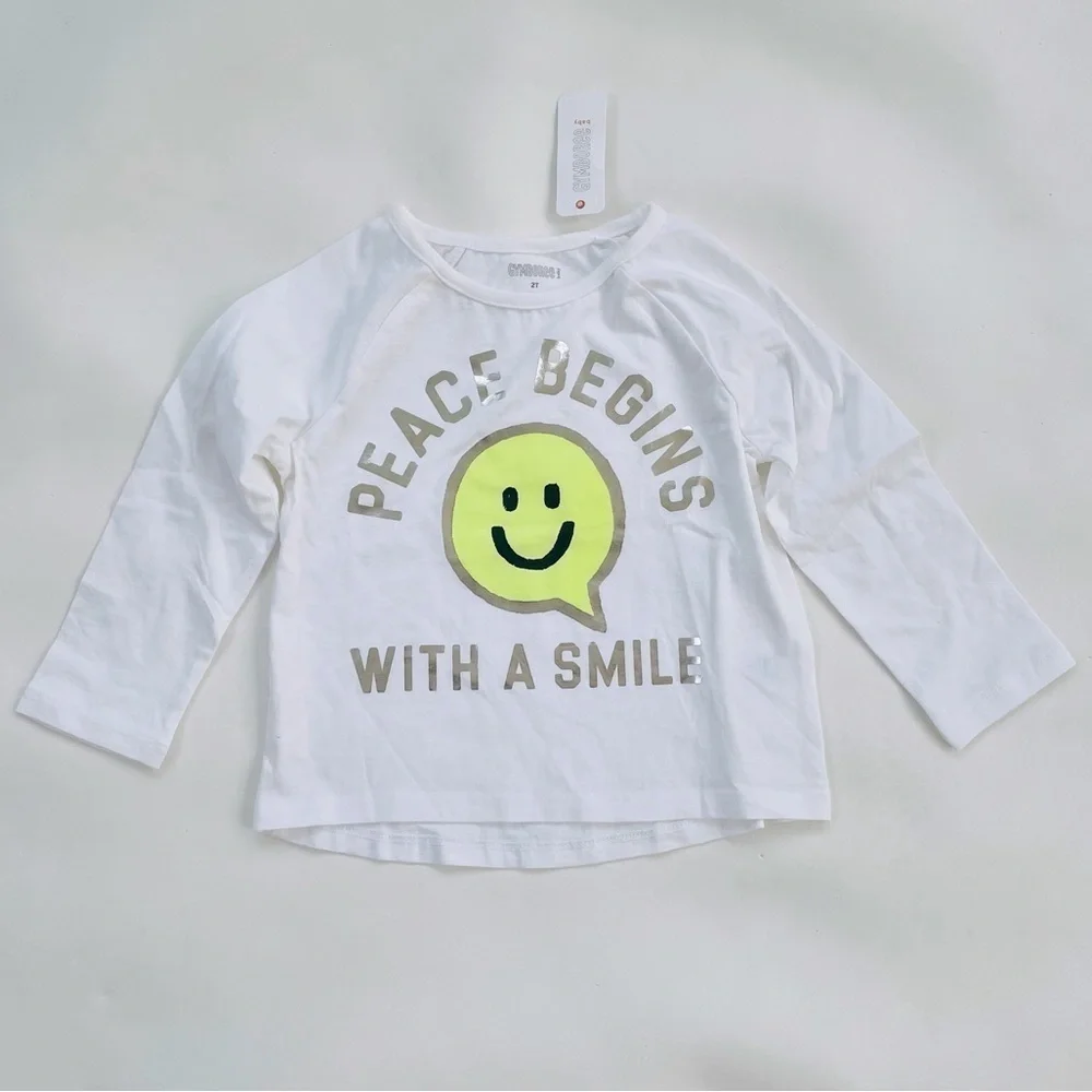 Gymboree Baby Smile White Lightweight Long-sleeve Tee NWT